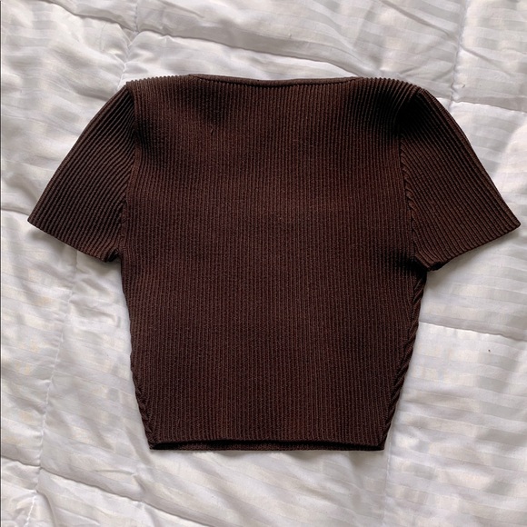Babaton Brown Ribbed Knit Top - Picture 3 of 3